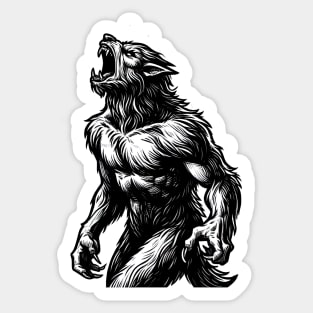horror werewolf howling Sticker